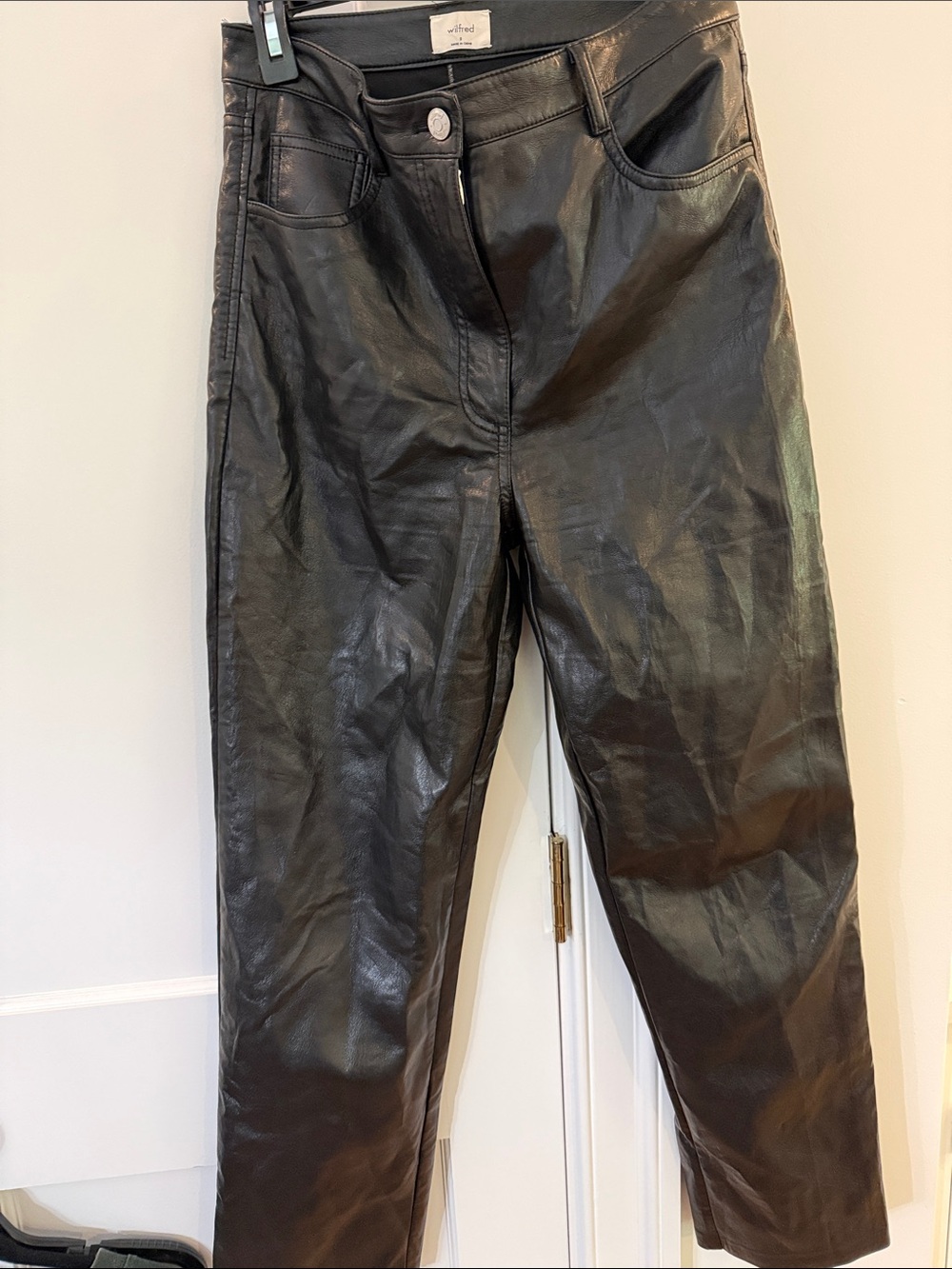 Artzia’s wilfred faux leather pants